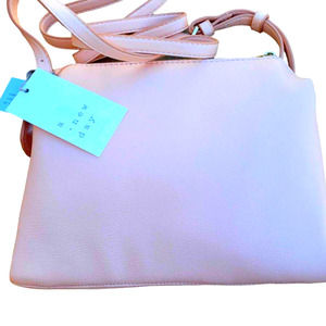 Double Gusset Crossbody or Sling Bag - Peachy Pink 7.5" x 9.75" x 1.5" Free Ship